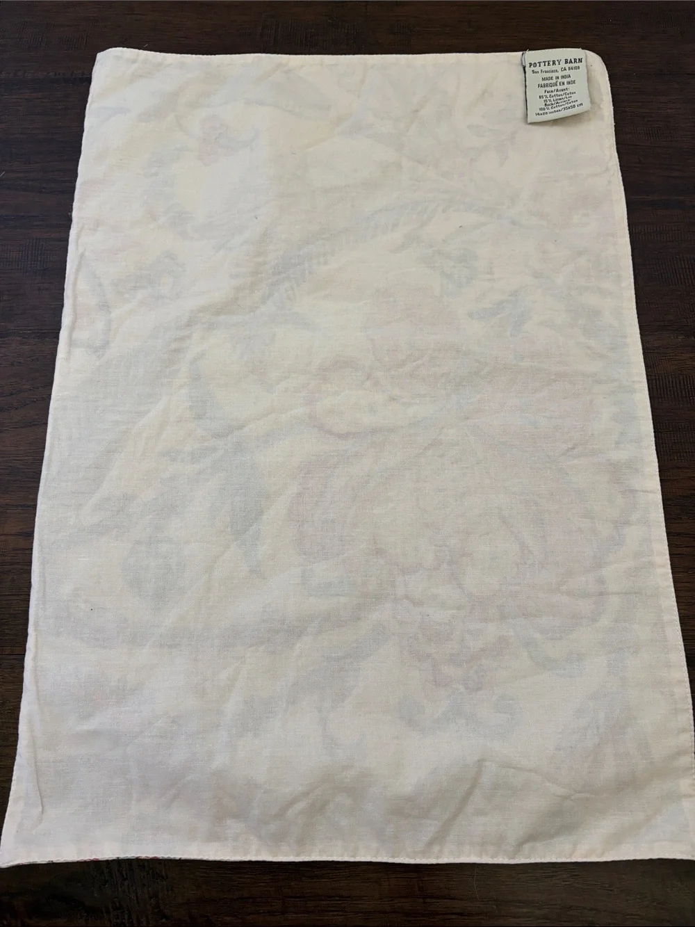 Pottery Barn Floral Butterfly Cream Blue Placemats (5) Summer Table Cotton Linen
